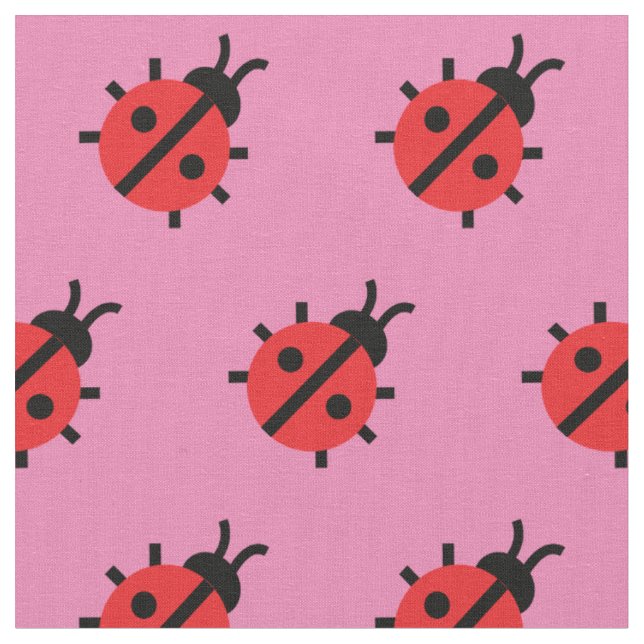Cute Lady Bug Kid Baby Nursery Bug Insect Pink Fabric (Close Up)