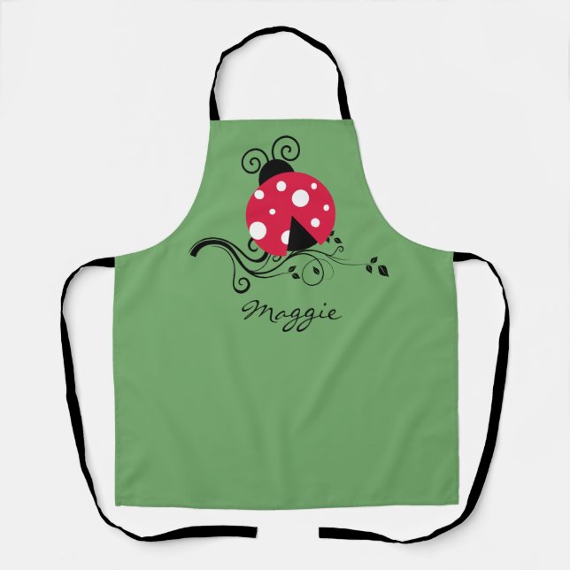 Cute Lady Bug Personalized Kitchen Apron (Front)