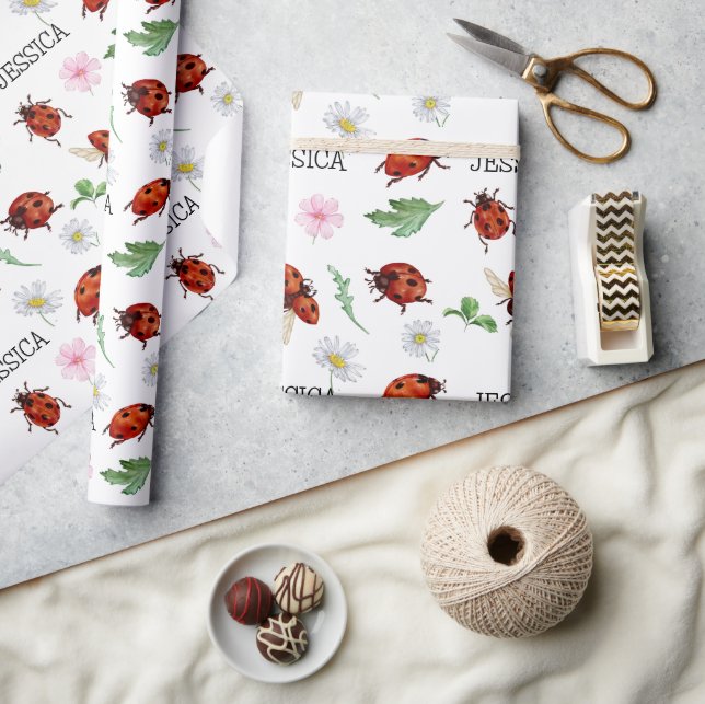 Cute Lady Bugs Gift Wrapping Paper (Crafts)