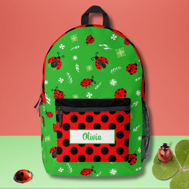 Cute Lady Bugs Personalized Printed Backpack (Creator Uploaded)