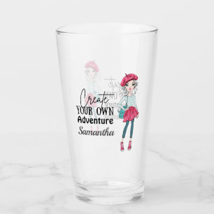 Cute Lady Create Your Own Personalize Glass