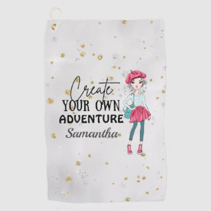 Cute Lady Create Your Own Personalize Grey Golf Towel