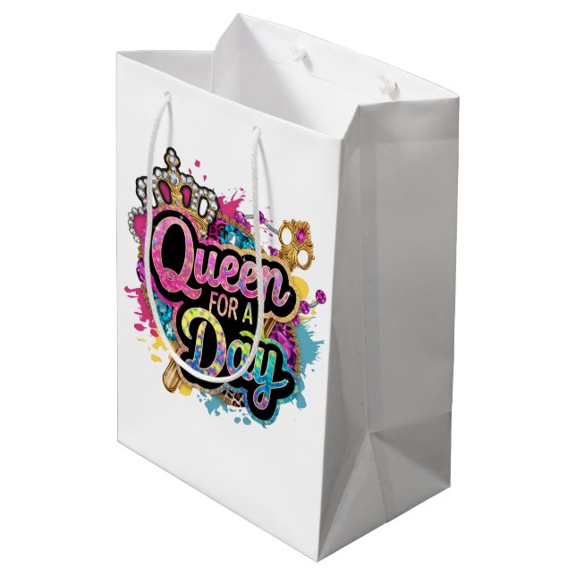 Cute lady Queen Birthday party Medium Gift Bag (Back Angled)