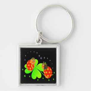 Cute Ladybird Shamrock Keychain