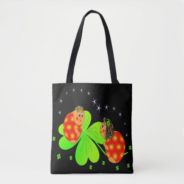 Cute Ladybird Shamrock Tote Bag (Front)