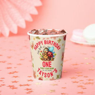 Cute Ladybug 1st Birthday   Bug Theme Party Paper Cups