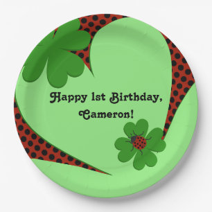 Cute Ladybug 1st Birthday Party Paper Paper Plate