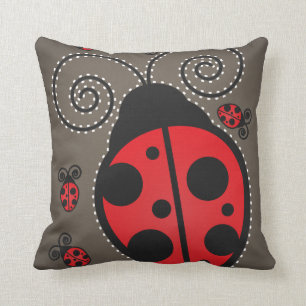 Cute Ladybug American Mojo Throw Pillow