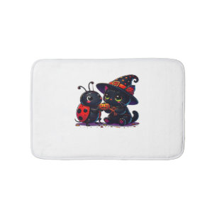 Cute Ladybug and Black Cat Halloween Classic T-Shi Bath Mat