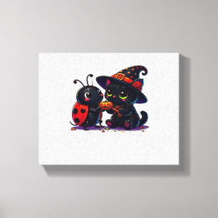 Cute Ladybug and Black Cat Halloween Classic T-Shi Canvas Print