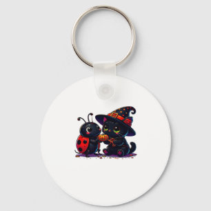 Cute Ladybug and Black Cat Halloween Classic T-Shi Keychain