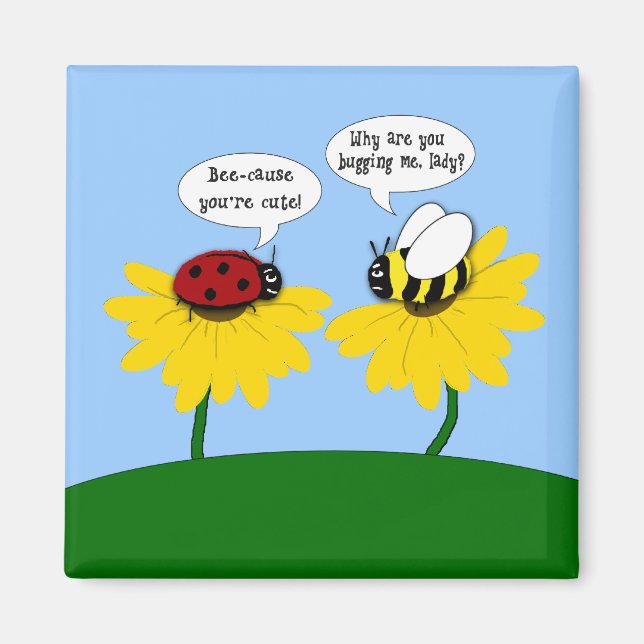 Cute Ladybug and Bumble Bee Magnet (Front)