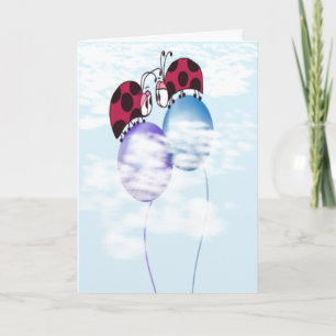 Cute Ladybug And Colourful Balloon Valentine's Day Card