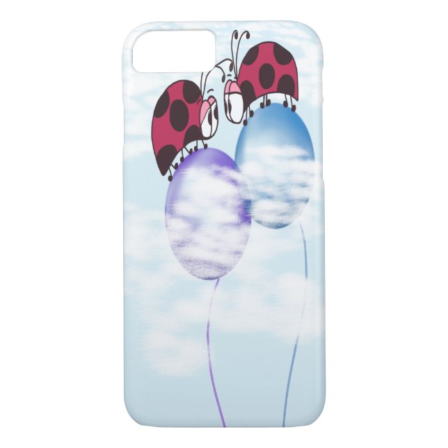 Cute Ladybug And Colourful Balloons Cartoon Case-Mate iPhone Case (Back)