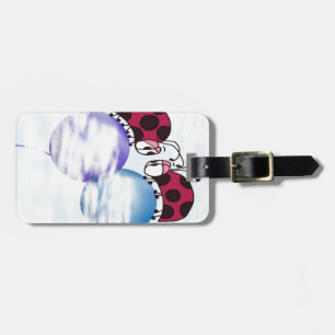 Cute Ladybug And Colourful Balloons Cartoon Luggage Tag