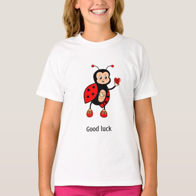 Cute Ladybug and Heart  T-Shirt (Front)