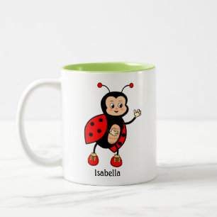 Cute Ladybug and Heart  Two-Tone Coffee Mug