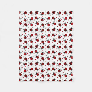 Cute Ladybug and Hearts Pattern Fleece Blanket