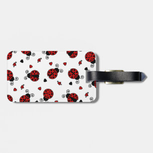 Cute Ladybug and Hearts Pattern Luggage Tag