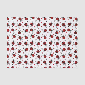 Cute Ladybug and Hearts Pattern Tissue Paper