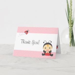 Cute Ladybug Baby Girl, Thank You Card