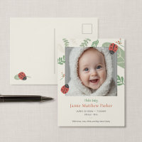 Cute Ladybug Baby Reveal Postcard Announcement
