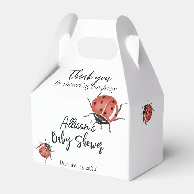 Cute Ladybug Baby Shower Favor Box (Front Side)