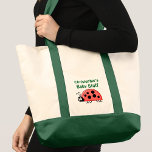 Cute ladybug baby stuff name black green tote bag<br><div class="desc">Carry a little cuteness wherever you go with this adorable 'baby stuff' impulse tote bag! Featuring a sweet ladybug (ladybird) design and space to add your baby’s name, it’s perfect for grabbing essentials on the go. Lightweight yet roomy, this personalized baby tote bag is great for nappies, snacks, toys, or...</div>