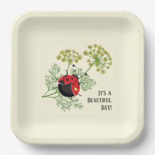 Cute Ladybug Beautiful Day Paper Plate