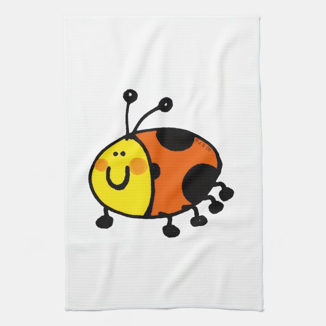 Cute Ladybug Cartoon Kitchen Towel (Vertical)