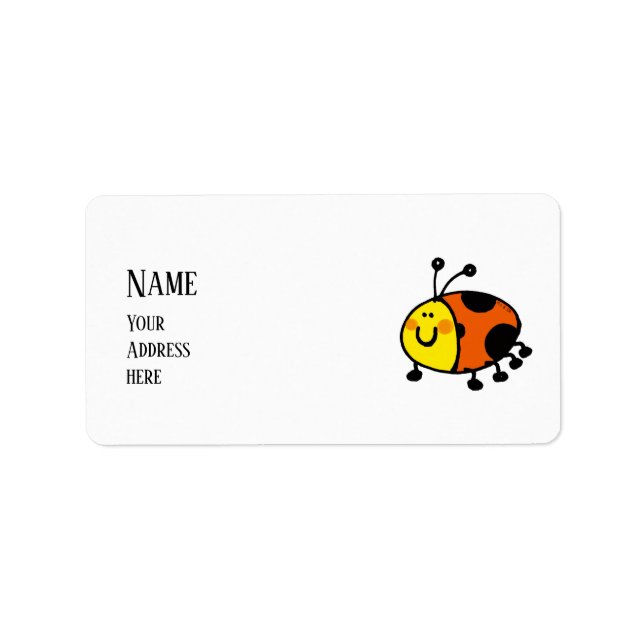 Cute Ladybug Cartoon Label (Front)
