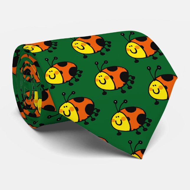 Cute Ladybug Cartoon Tie (Rolled)