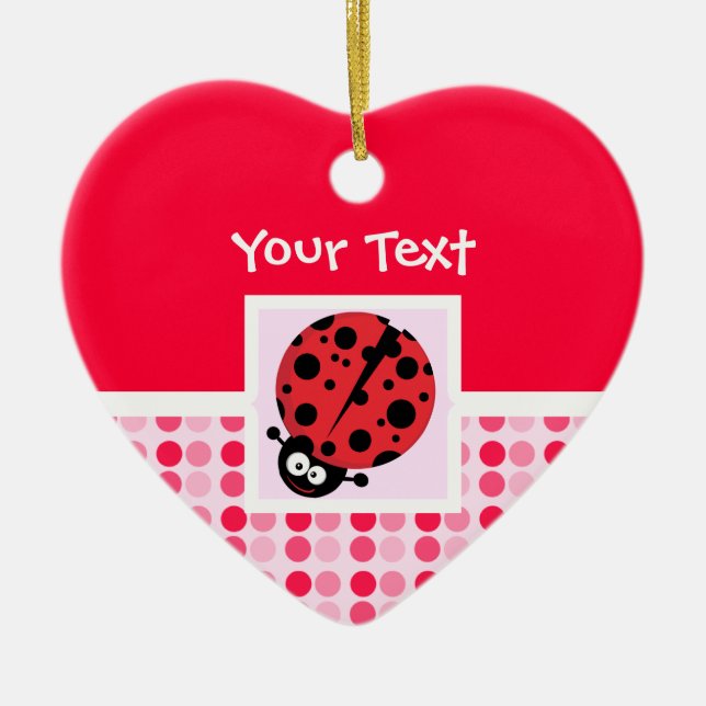 Cute Ladybug Ceramic Ornament (Front)
