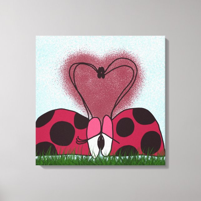 Cute Ladybug Couple  Canvas Print (Front)