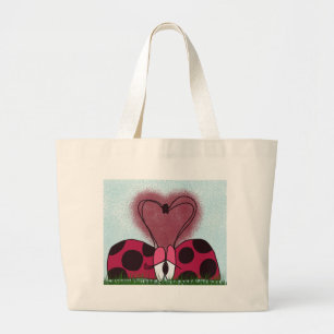 Cute Ladybug Couple Large Tote Bag