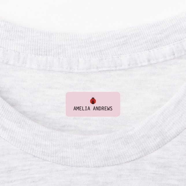 Cute Ladybug Custom Clothing Name Label for Kids (Affixed)