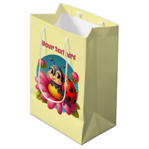 Cute ladybug customizable girl party medium gift bag