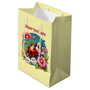 Cute ladybug customizable girl party medium gift bag