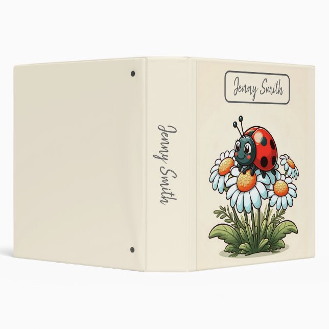 Cute Ladybug Daisies Binder (Background)