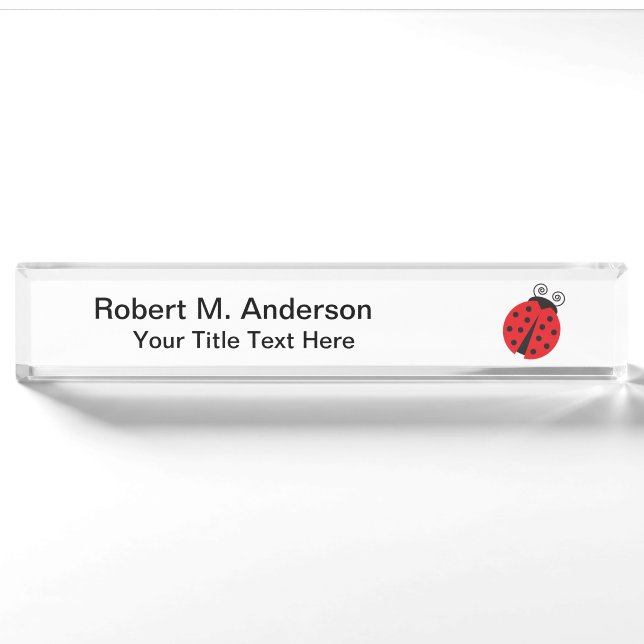Cute Ladybug Drawing Nameplate (Front)