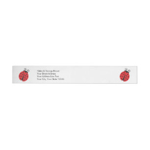 Cute Ladybug Drawing Wraparound Address Label