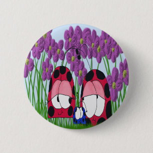 Cute Ladybug Family Illustration 2 Inch Round Button