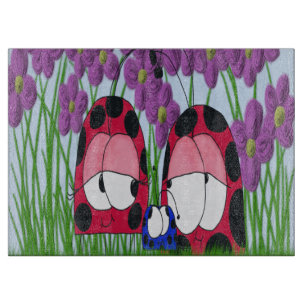 Cute Ladybug Family Illustration Cutting Board