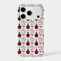 Cute Ladybug Floral Seamless Pattern