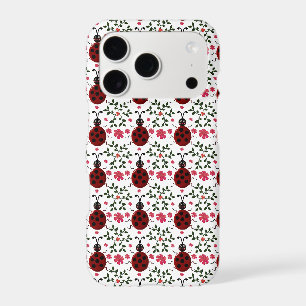 Cute Ladybug Floral Seamless Pattern
