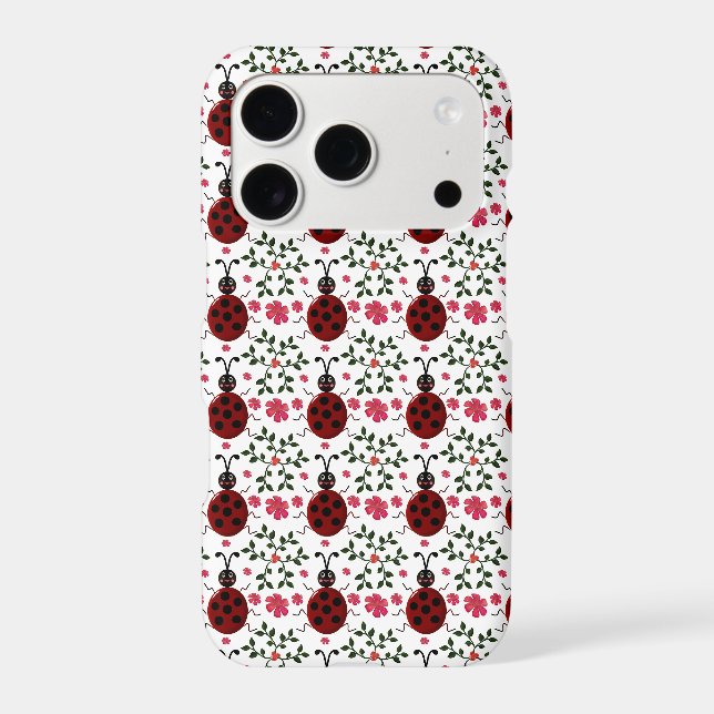 Cute Ladybug Floral Seamless Pattern   (Back)