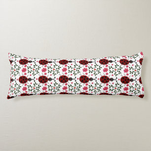 Cute Ladybug Floral Seamless Pattern Body Pillow