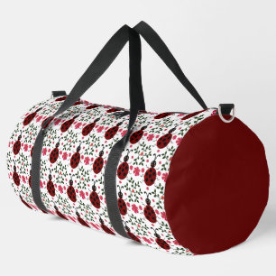 Cute Ladybug Floral Seamless Pattern Duffle Bag