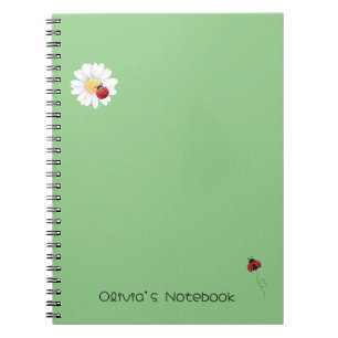 Cute Ladybug Flower gradient Personalized name Notebook