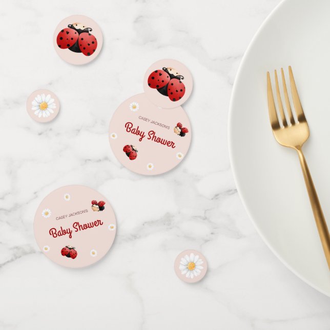 Cute Ladybug Flowers Baby Shower Table Confetti (Group)